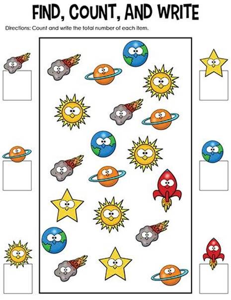 Space counting worksheet