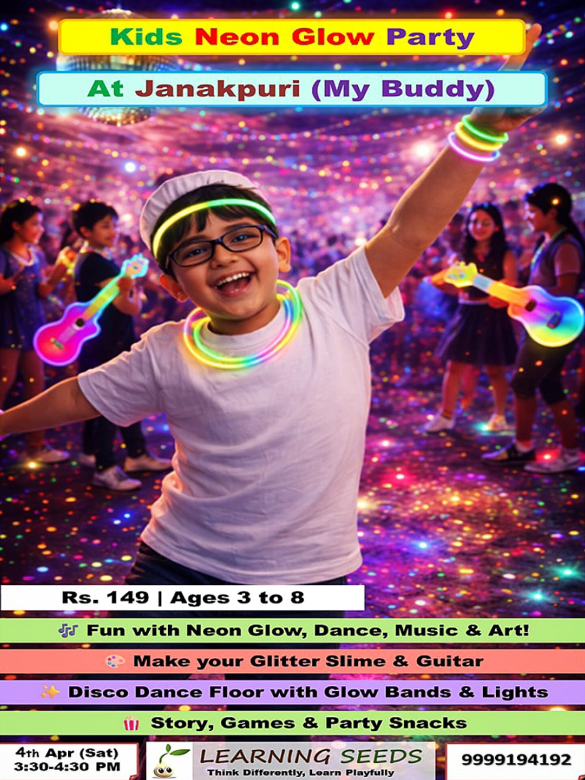 Kids Neon Glow Party | 4th April 2026 Janakpuri